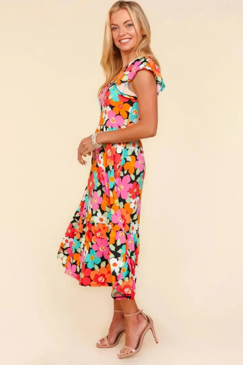 Haptics Floral Midi Dress with Side Pockets for Women - Love Salve
