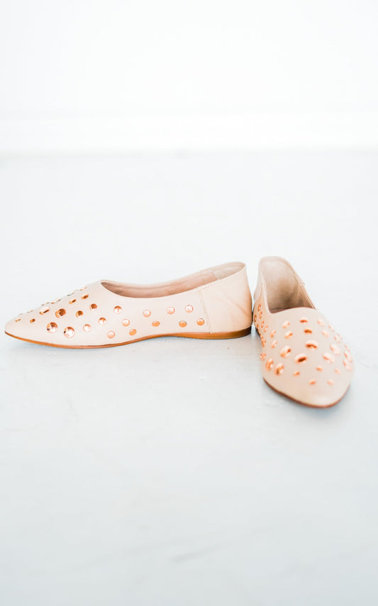 Harriette Leather Flats Blush Everyday Comfort Footwear Naughty Monkey