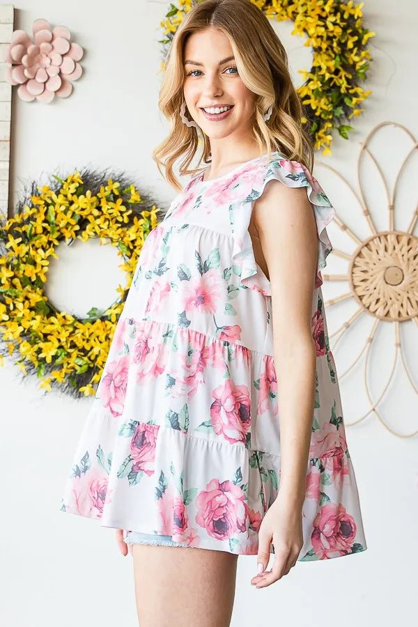 Heimish Full Size Butterfly Short Sleeve Floral Top Plus Size - Love Salve