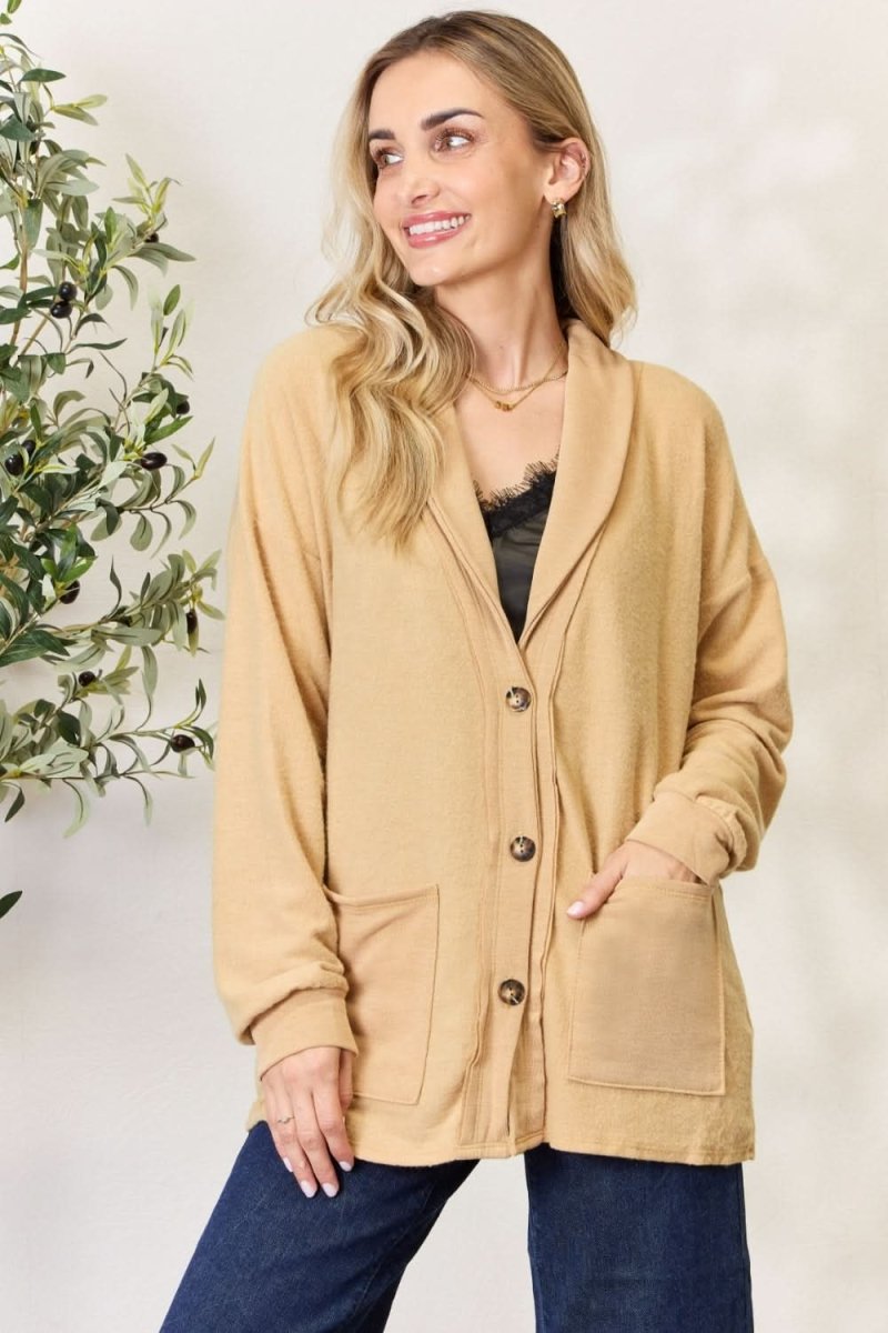Heimish Full Size Button Up Long Sleeve Cardigan - Love Salve