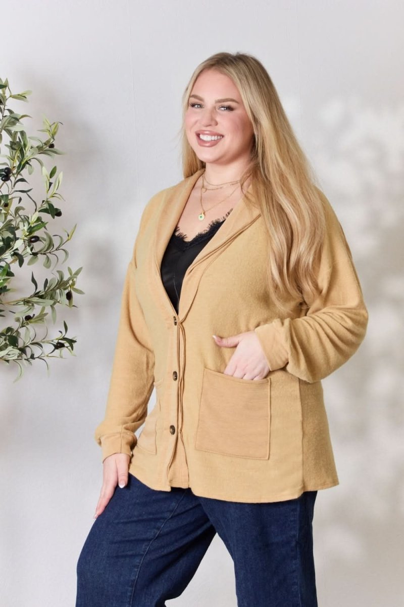 Heimish Full Size Button Up Long Sleeve Cardigan - Love Salve