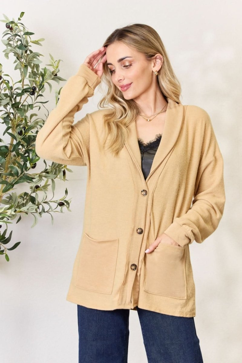 Heimish Full Size Button Up Long Sleeve Cardigan - Love Salve