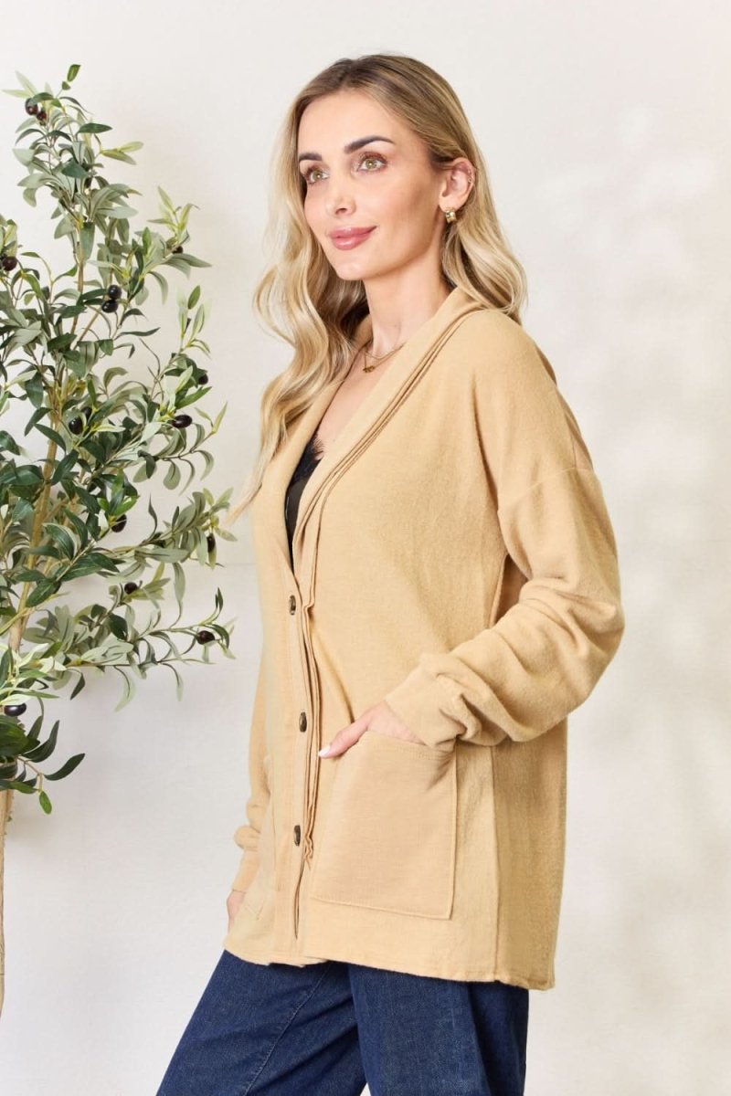Heimish Full Size Button Up Long Sleeve Cardigan - Love Salve