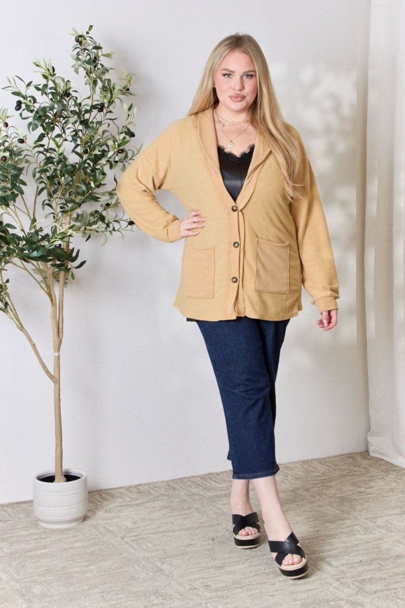 Heimish Full Size Button Up Long Sleeve Cardigan - Love Salve