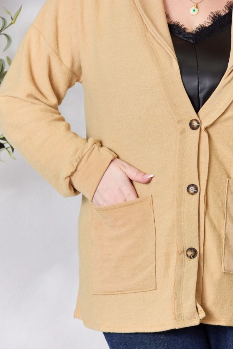 Heimish Full Size Button Up Long Sleeve Cardigan - Love Salve