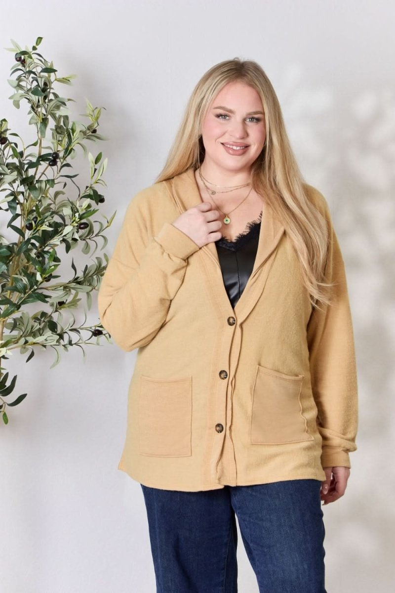 Heimish Full Size Button Up Long Sleeve Cardigan - Love Salve