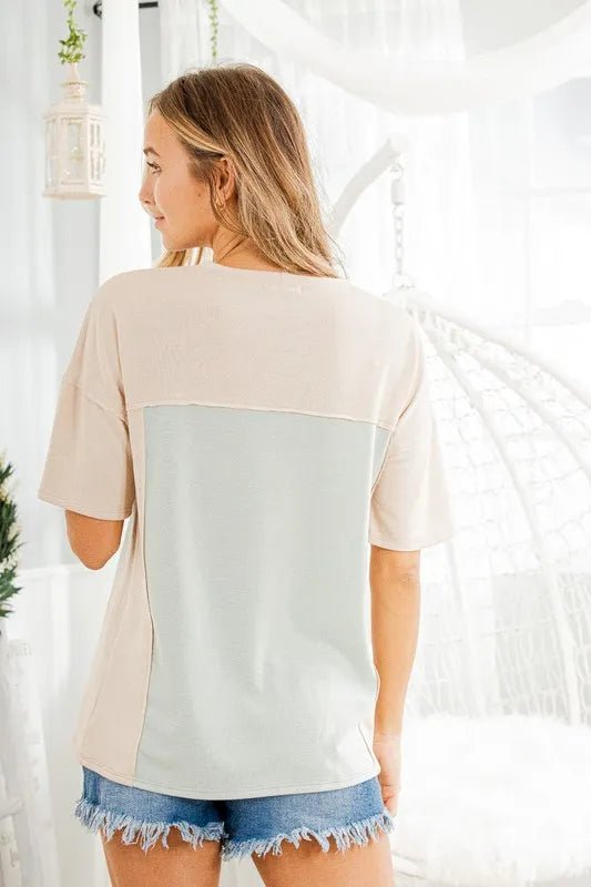 Heimish Full Size Contrast Round Neck Short Sleeve T-Shirt Plus Size - Love Salve