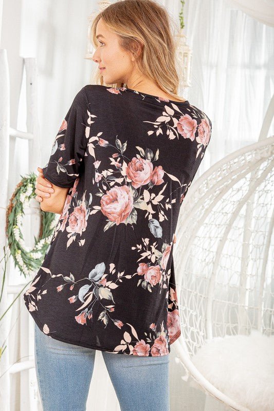 Heimish Full Size Crisscross Neck Floral Babydoll Top Plus Size - Love Salve