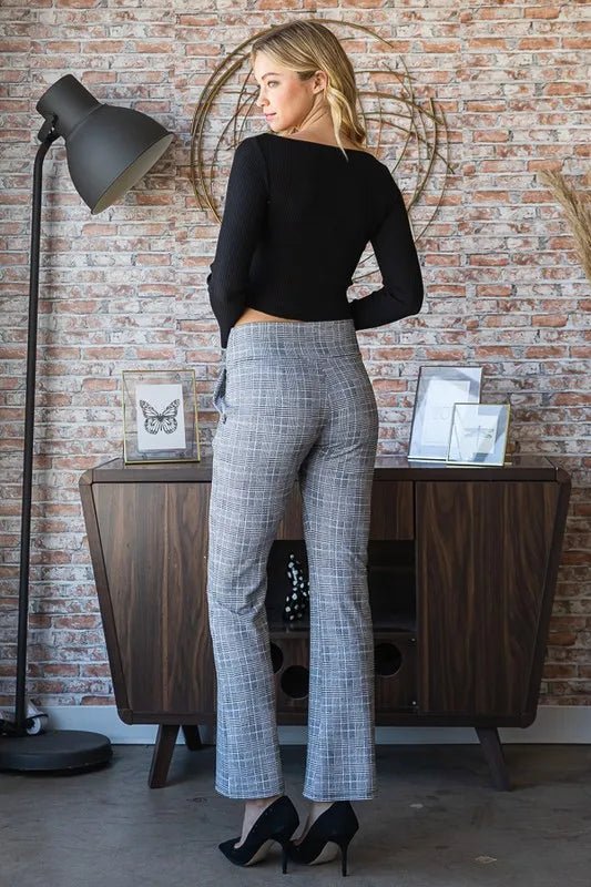 Heimish Full Size Plaid Flare Pants with Wide Waist Band Plus Size - Love Salve