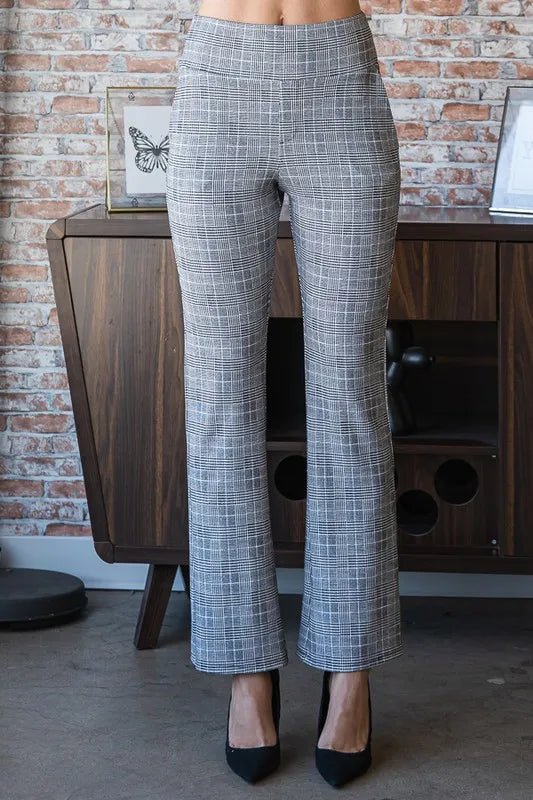 Heimish Full Size Plaid Flare Pants with Wide Waist Band Plus Size - Love Salve