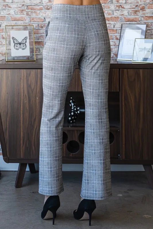 Heimish Full Size Plaid Flare Pants with Wide Waist Band Plus Size - Love Salve