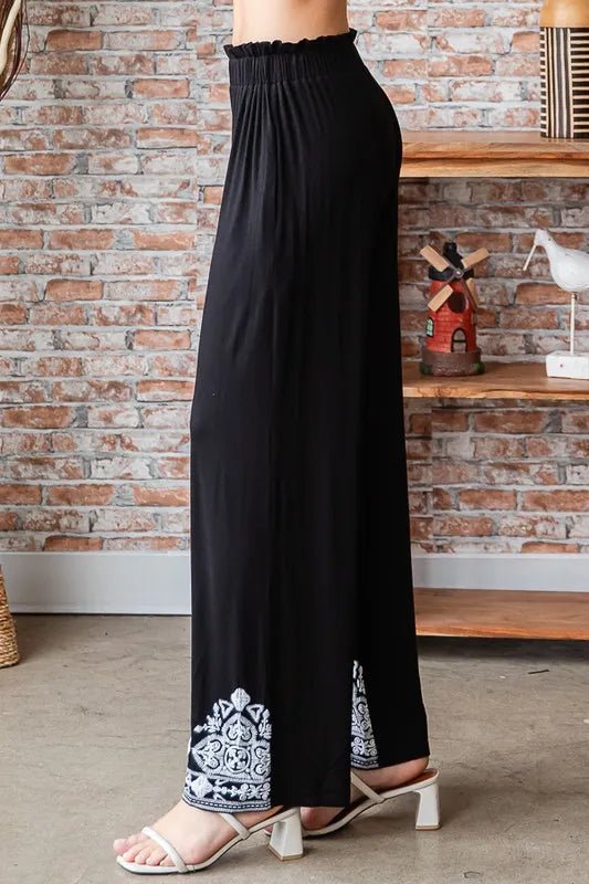 Heimish Full Size Solid Damask Casual Pants Plus Size Stylish - Love Salve