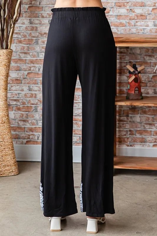 Heimish Full Size Solid Damask Casual Pants Plus Size Stylish - Love Salve