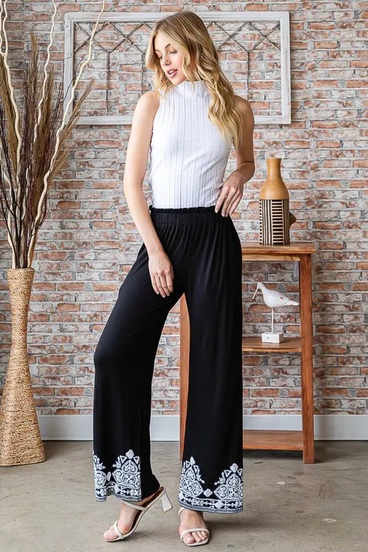 Heimish Full Size Solid Damask Casual Pants Plus Size Stylish - Love Salve