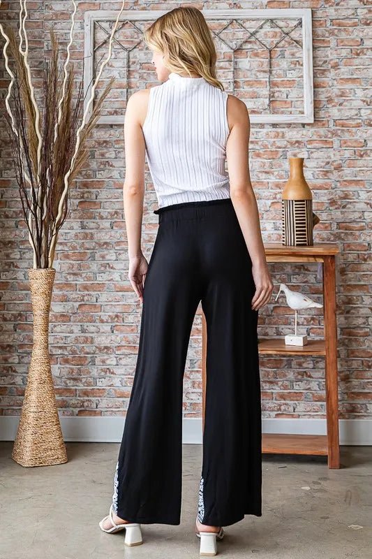 Heimish Full Size Solid Damask Casual Pants Plus Size Stylish - Love Salve