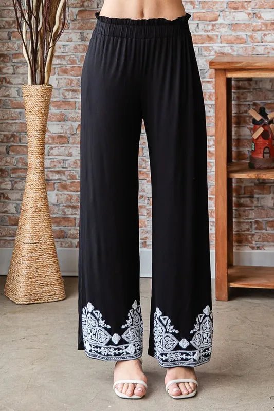 Heimish Full Size Solid Damask Casual Pants Plus Size Stylish - Love Salve