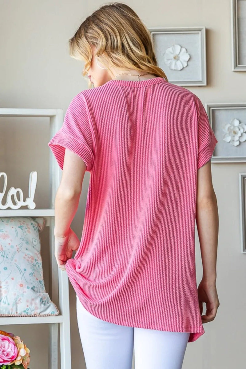 Heimish Full Size USA Graphic Short Sleeve Ribbed Top - Love Salve