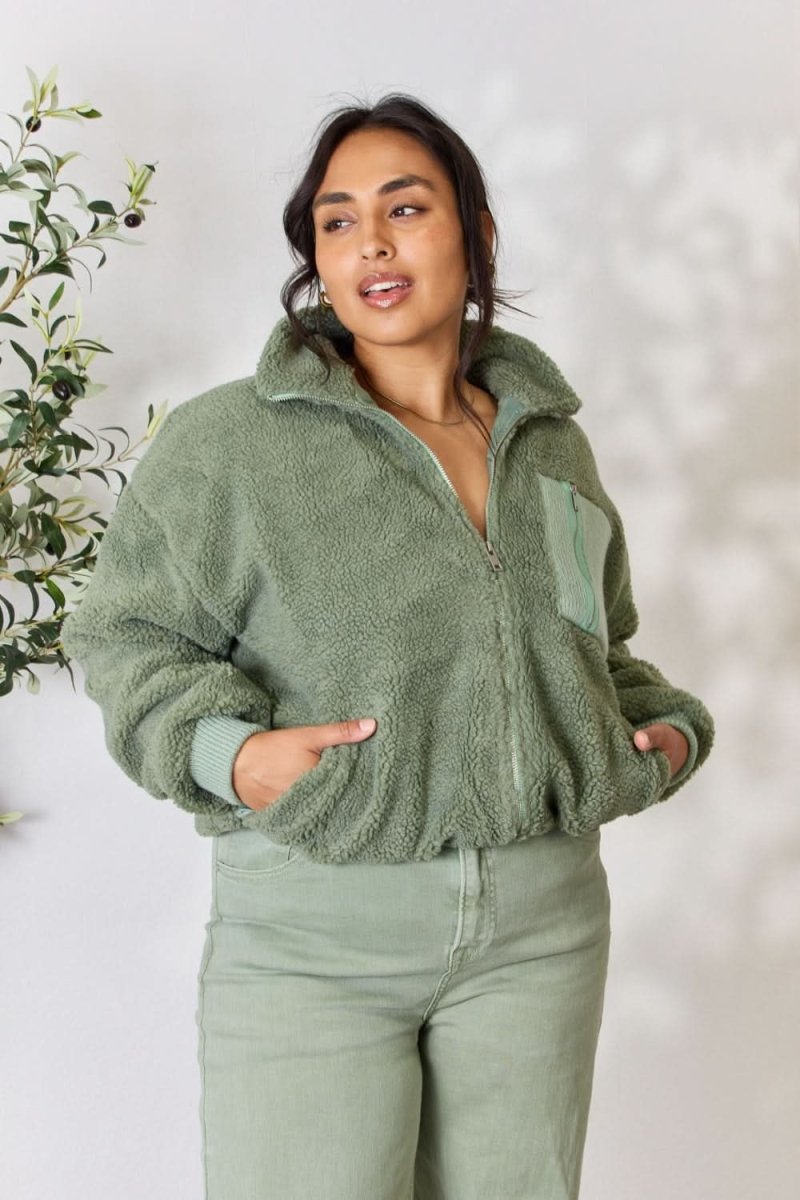 Heimish Full Size Zip Up Collared Neck Jacket - Love Salve