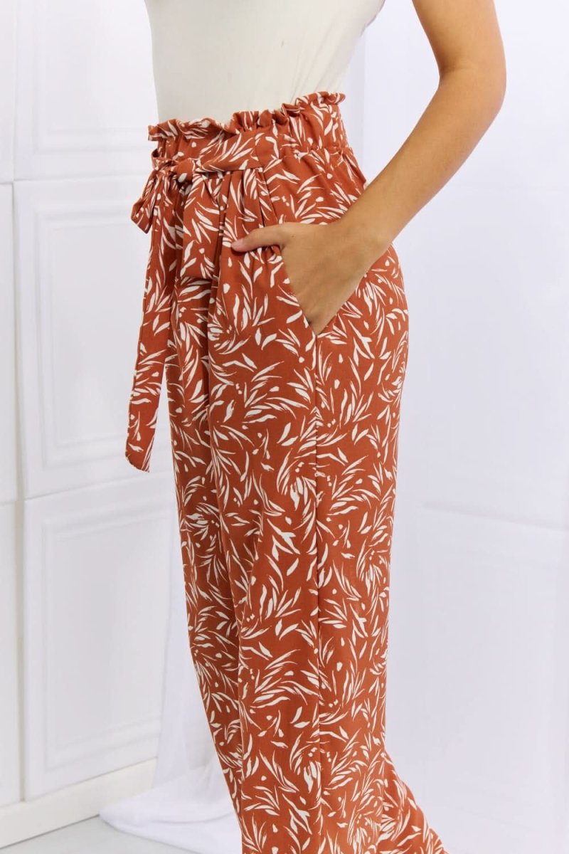 Heimish Right Angle Full Size Geometric Printed Pants in Red Orange - Love Salve