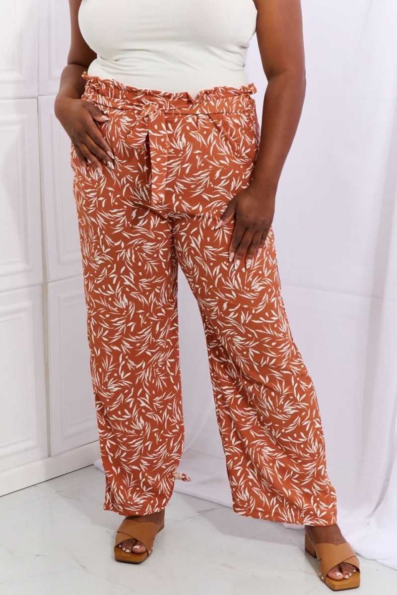 Heimish Right Angle Full Size Geometric Printed Pants in Red Orange - Love Salve