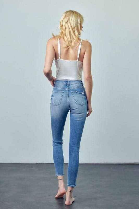 HIGH RISE ANKLE SKINNY JEANS - Love Salve