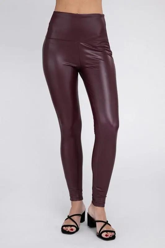 High Rise Faux Leather Leggings - Love Salve