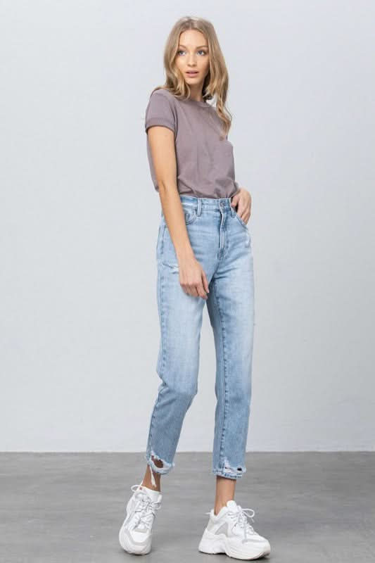 HIGH RISE TAPERED JEANS - Love Salve