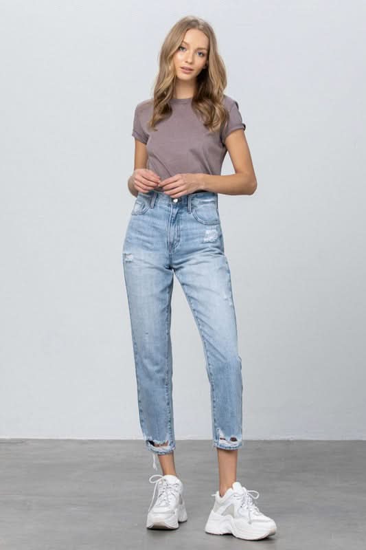 HIGH RISE TAPERED JEANS - Love Salve