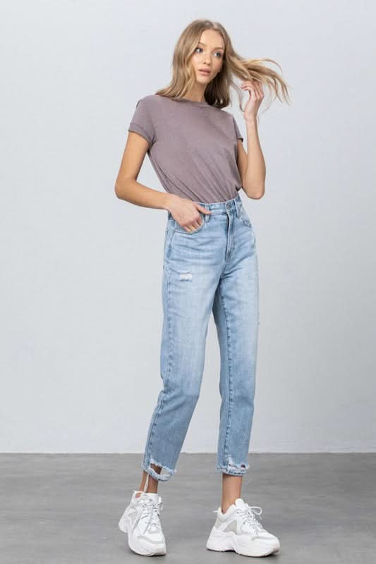 HIGH RISE TAPERED JEANS - Love Salve