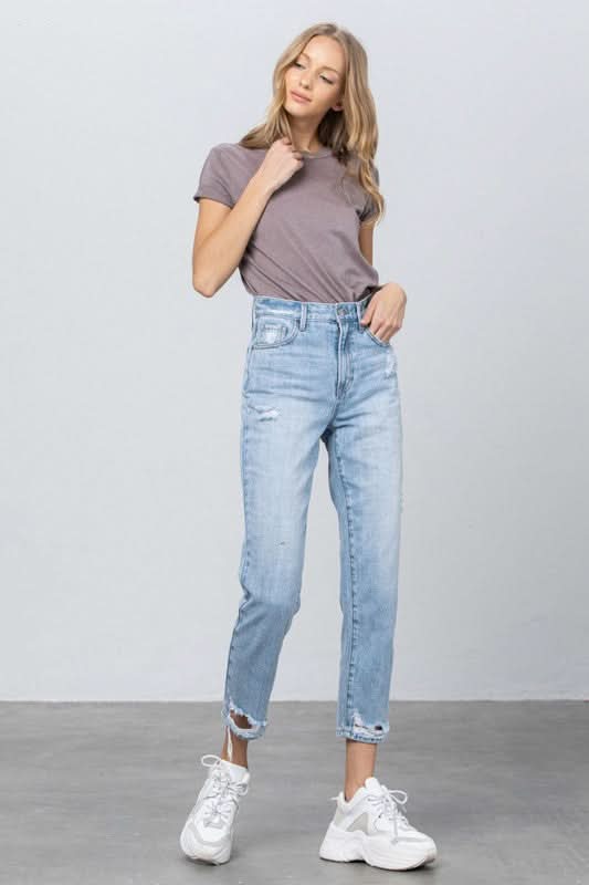 HIGH RISE TAPERED JEANS - Love Salve