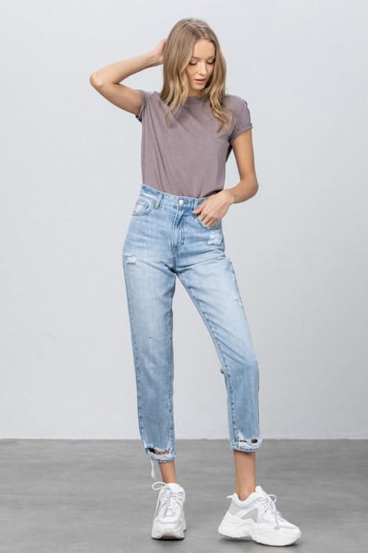 HIGH RISE TAPERED JEANS - Love Salve