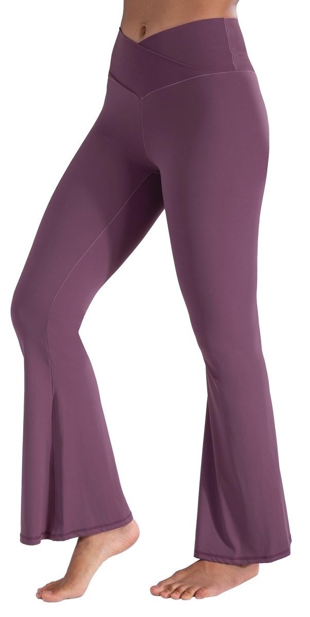 High-Waisted Flare Leggings with Tummy Control - Stylish Crossover Yoga Pants - Love Salve