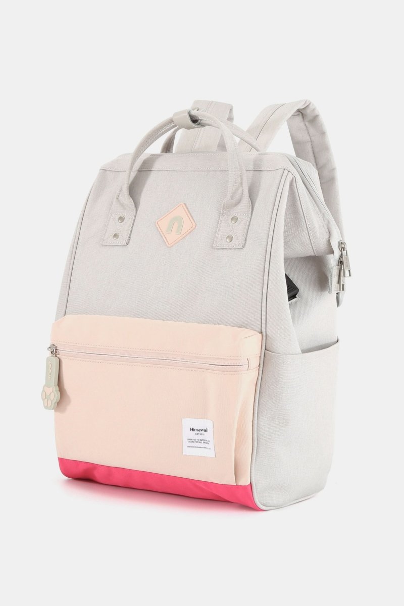 Himawari Contrast Waterproof Backpack Bag with External USB Port - Love Salve