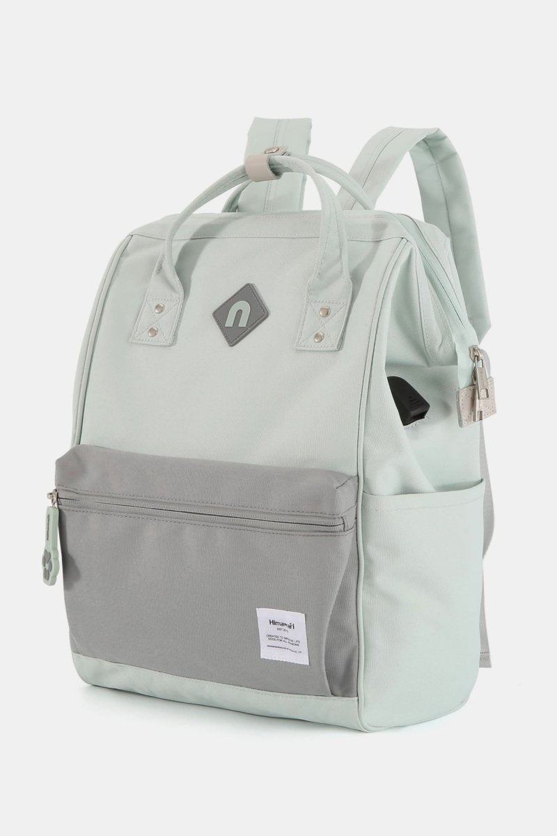 Himawari Contrast Waterproof Backpack Bag with External USB Port - Love Salve