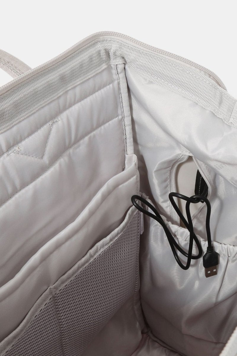 Himawari Contrast Waterproof Backpack Bag with External USB Port - Love Salve