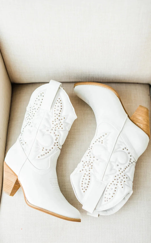 Houston Western Boots in White Naughty Monkey