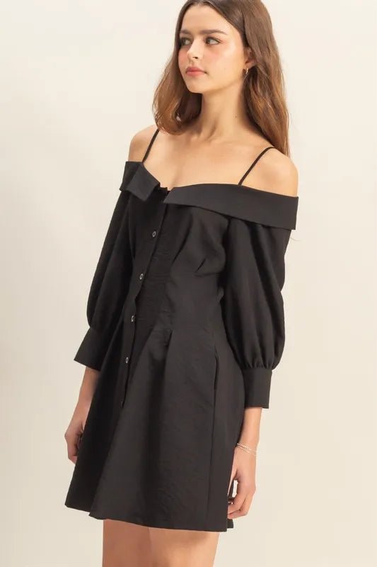 HYFVE Button Down Spaghetti Strap Mini Dress with Pockets - Love Salve