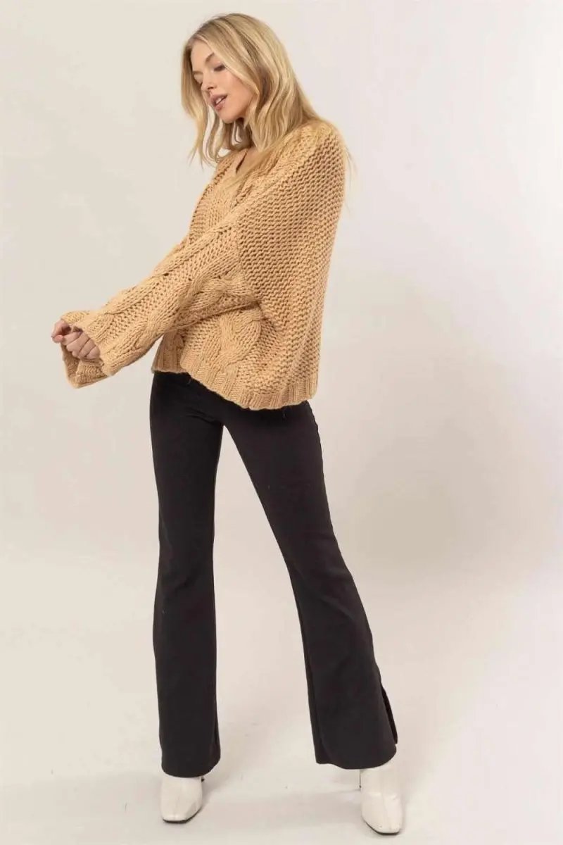 HYFVE Cable Knit V-Neck Sweater - Love Salve