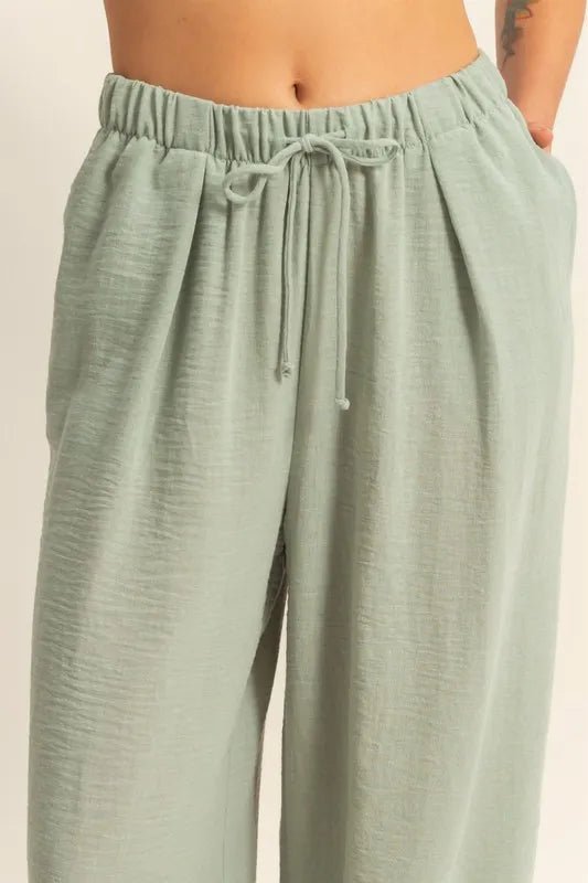 HYFVE Elasticized Waist Wide Leg Pants for Stylish Comfort - Love Salve