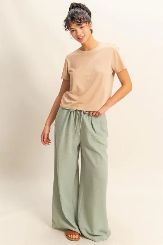 HYFVE Elasticized Waist Wide Leg Pants for Stylish Comfort - Love Salve