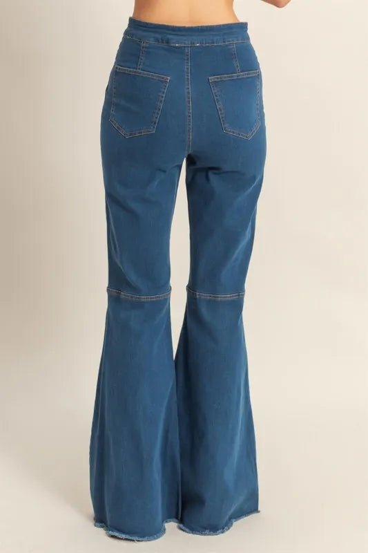 HYFVE Raw Hem High-Waist Washed Flared Jeans for Women - Love Salve