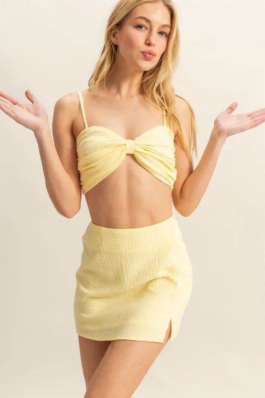 HYFVE Ruched Bra Top and Mini Skirt Set - Love Salve