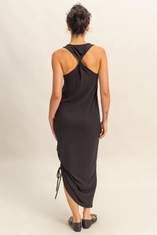 HYFVE Scoop Neck Side Tie Detail Midi Dress for Women - Love Salve