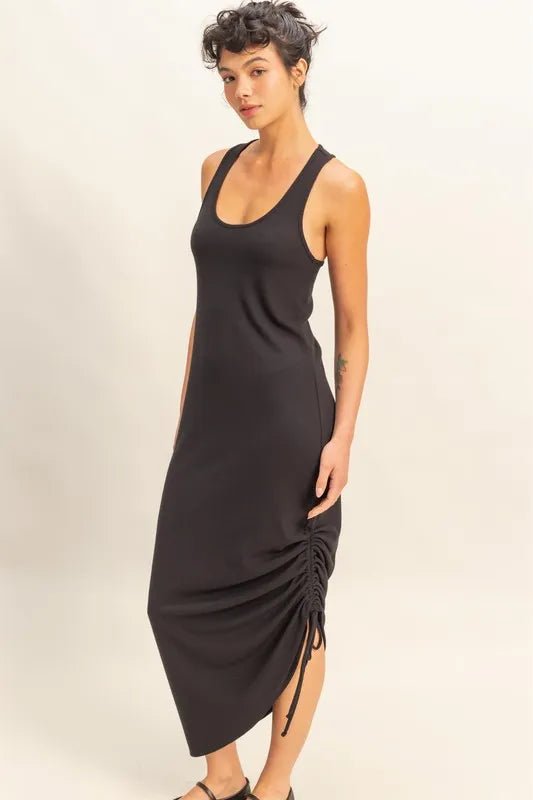 HYFVE Scoop Neck Side Tie Detail Midi Dress for Women - Love Salve