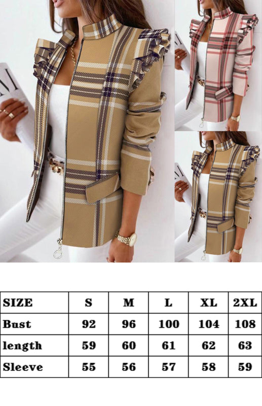 Autumn Winter Long Sleeve Printed Suit Coat for Women