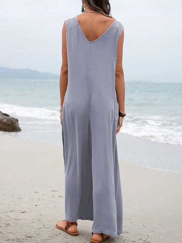 Chic v-neck cotton jumpsuit for women - Love Salve