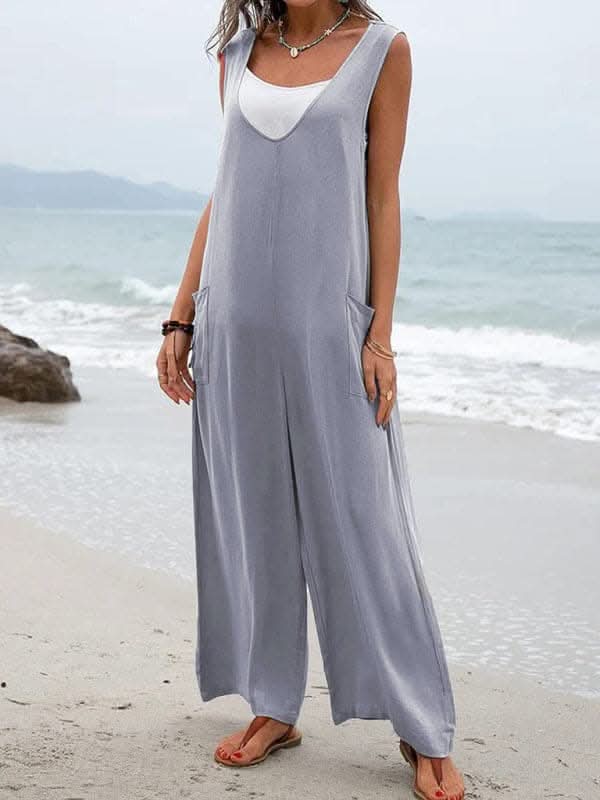 Chic v-neck cotton jumpsuit for women - Love Salve