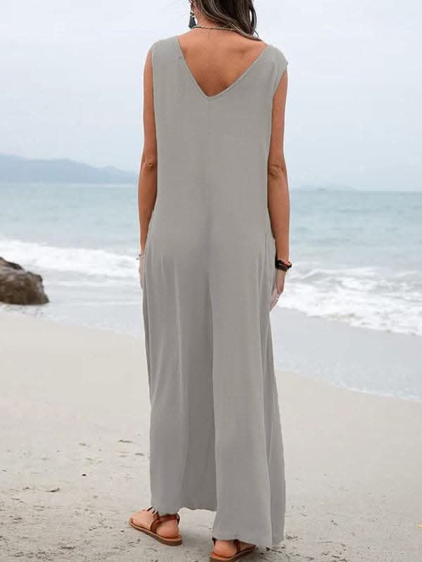 Chic v-neck cotton jumpsuit for women - Love Salve