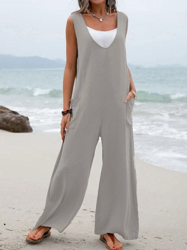 Chic v-neck cotton jumpsuit for women - Love Salve