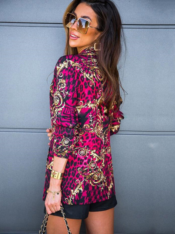Long-Sleeved Lapel Digital Printing Suit Small Jacket Women's Clothing